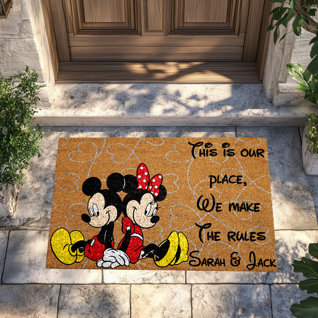 Personalized Disney Doormat, Custom Names, Cute Housewarming Entryway Decor
