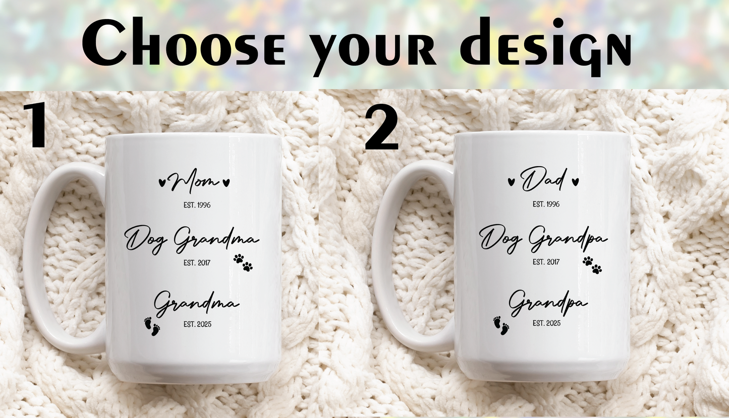 Custom Grandparents Mug Set, Pregnancy Announcement Tea Cup Duo