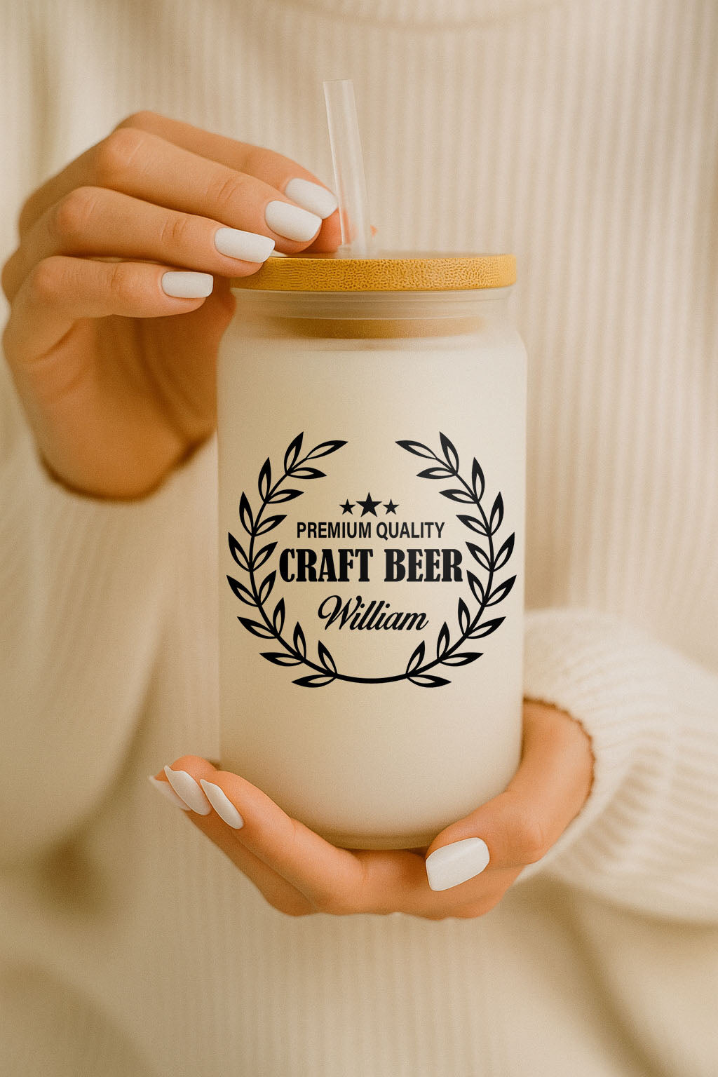 Custom Initial Letter Glass Can Tumbler, Family Matching Coffee Cup