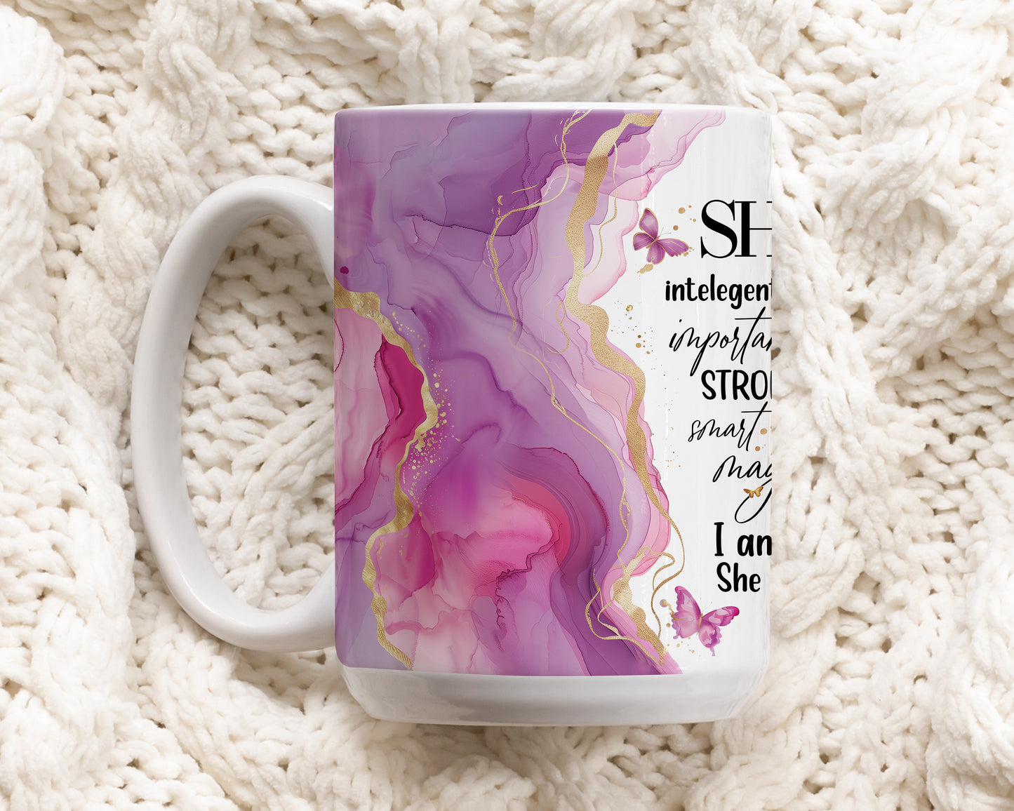 Empowerment in a Mug: Strong, Smart, Kind - Marble Theme