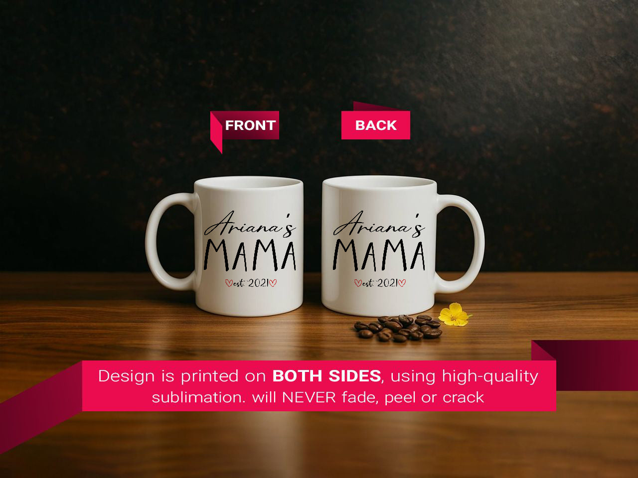 Cute Custom Mom Mug, Personalized Ceramic Mother's Day Gift Pottery