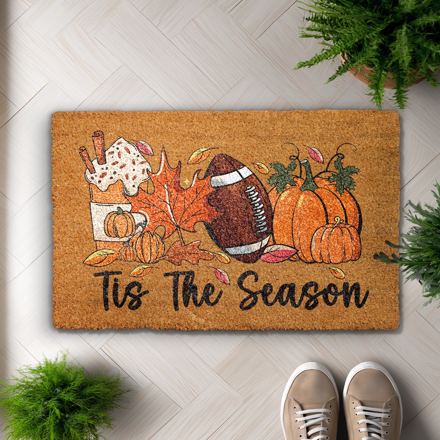 Cozy Welcome: Thanksgiving Mat, Pumpkin Spice, Football – Perfect Housewarming Gift!