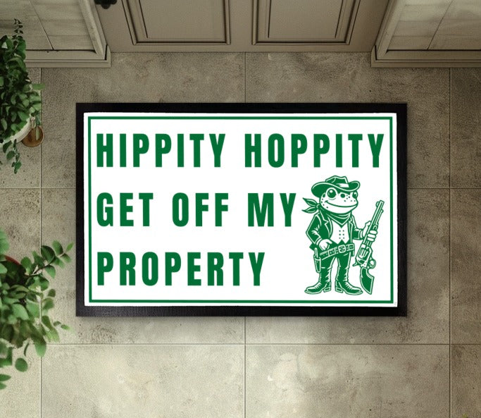 Hippity Hoppity Frog Doormat, Snarky Indoor Welcome Mat, Funny Decor
