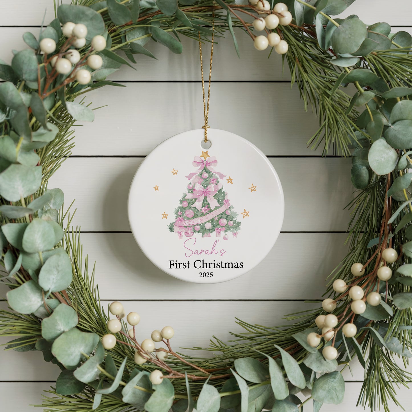 Custom Pink Tree Ornament - Perfect Gift for New Parents