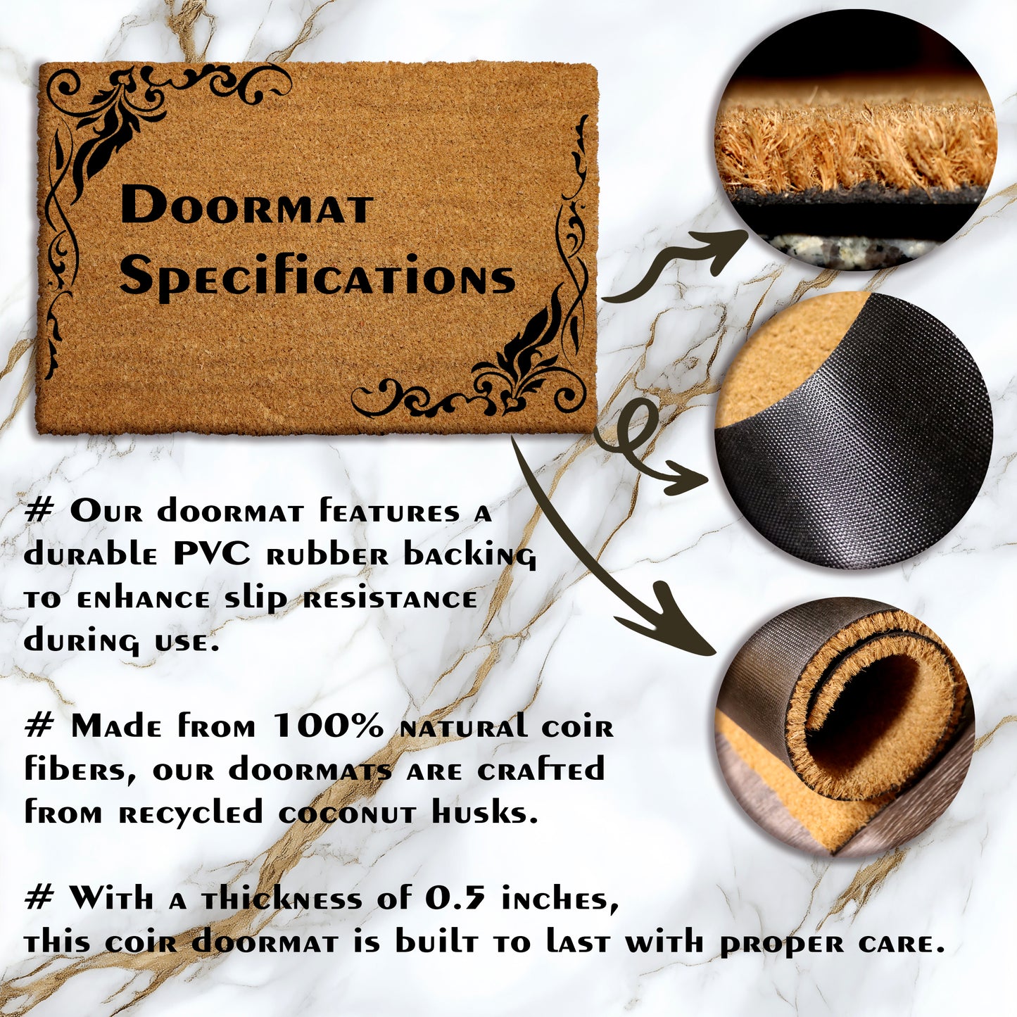 Personalized "Home Sweet Home" Coir Doormat, Custom Family Name Welcome Mat
