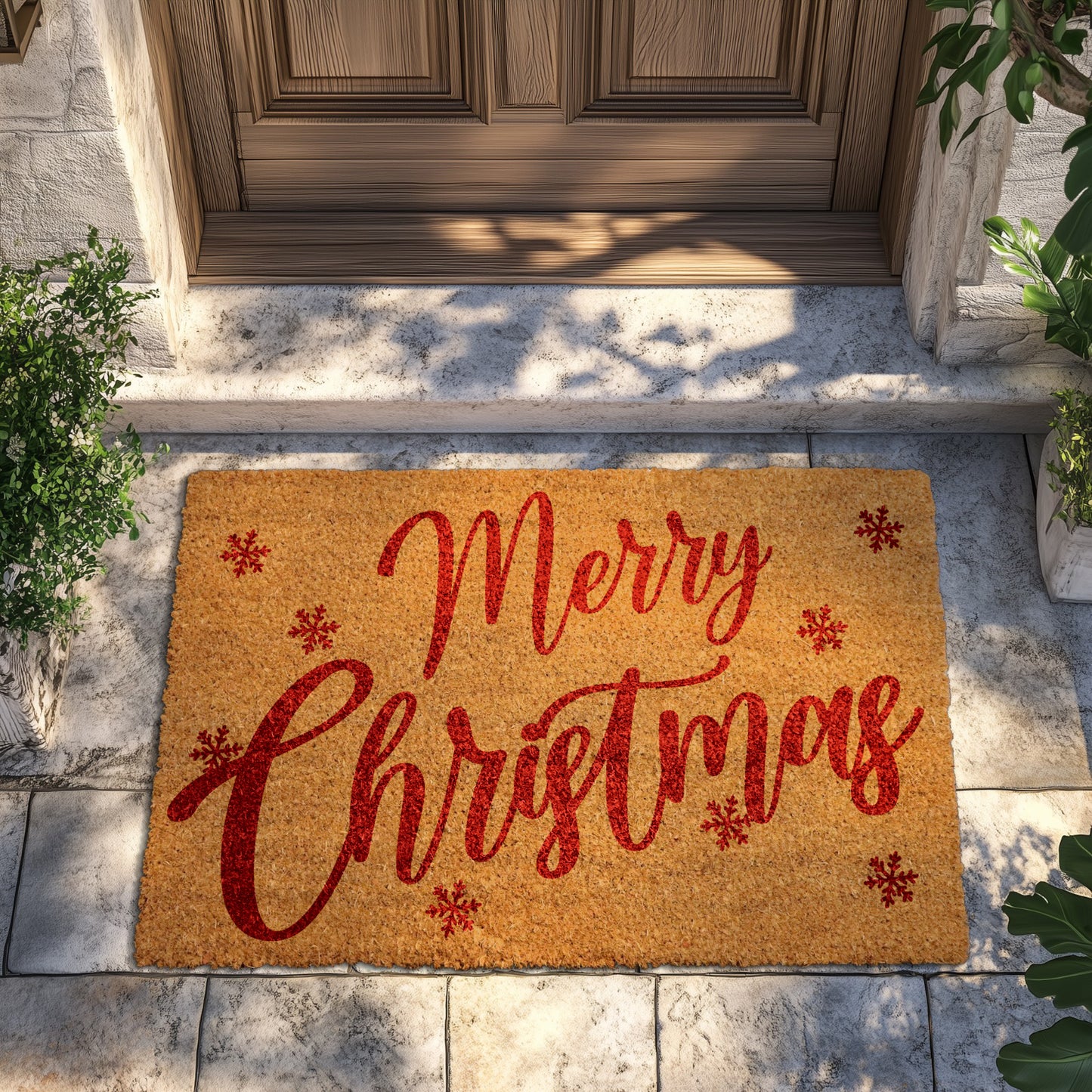 Festive Holiday Doormat: Merry Christmas Welcome Mat, Cute Xmas Rug