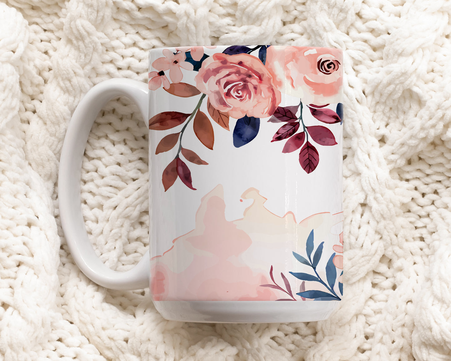 Elegant Rose Design, Romantic Vintage Floral Tea Mug, 11oz or 15oz