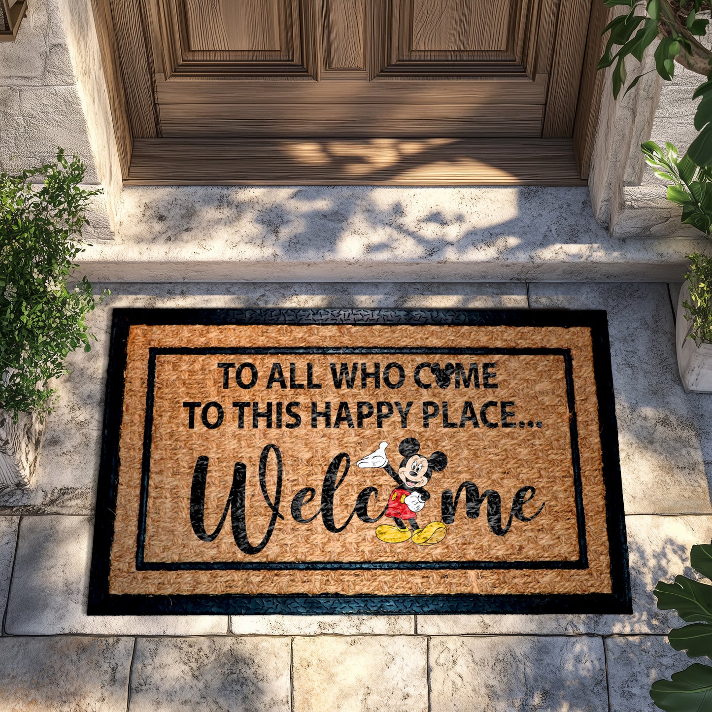 Mickey Doormat: Disney Fan's Happy Place Welcome, New Home Gift
