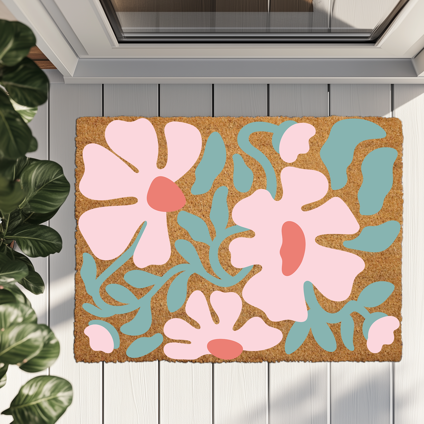 Floral Entryway Mat, Wedding Home Gift, Outdoor and Indoor Decor