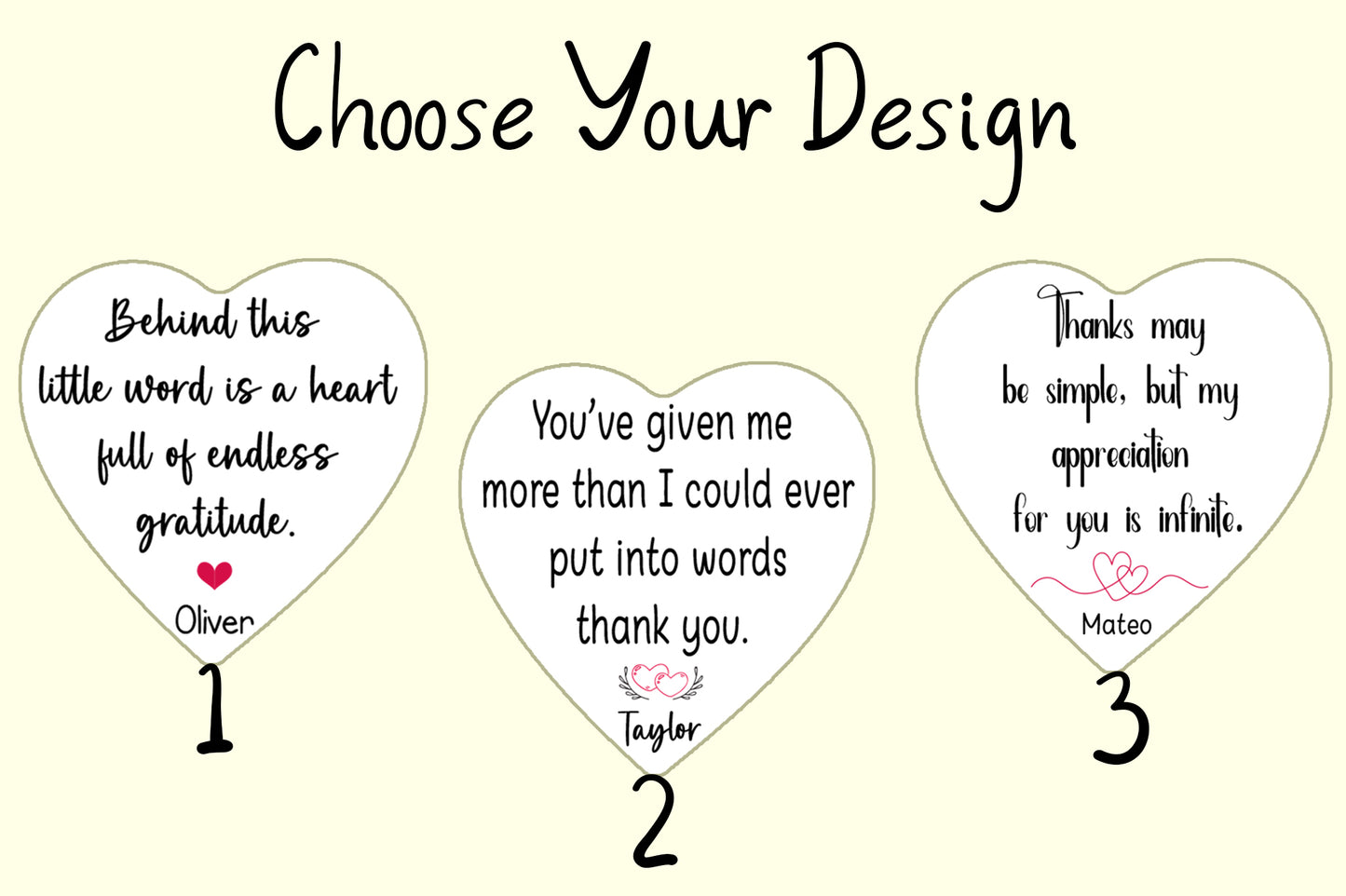 Personalized, Heart Shape Thank You Ornament: Minimalist Gratitude Keepsake