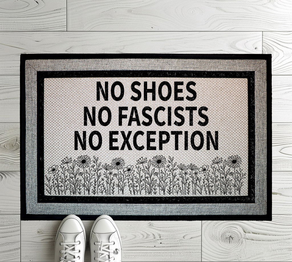 Floral Anti-Fascist Welcome Mat, Outdoor Progressive Home Decor