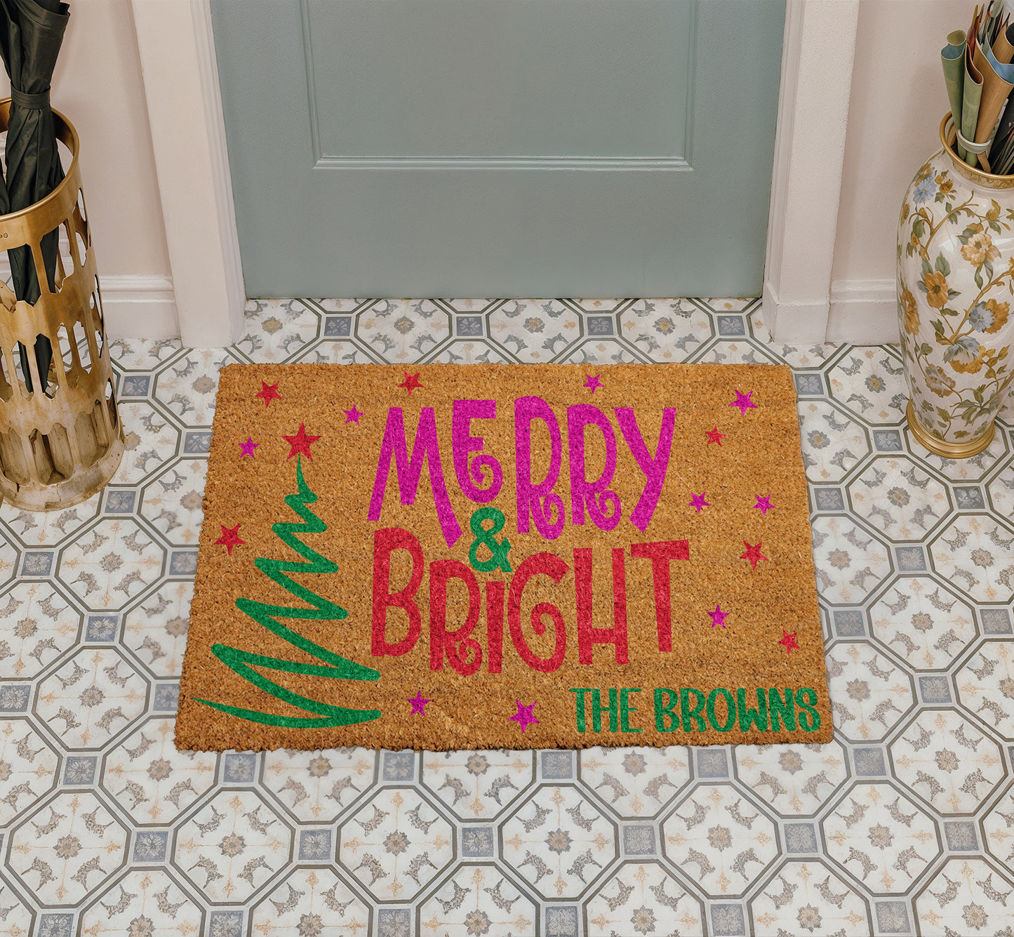 Custom Family Name Christmas Doormat, Festive Home Entrance Decor!