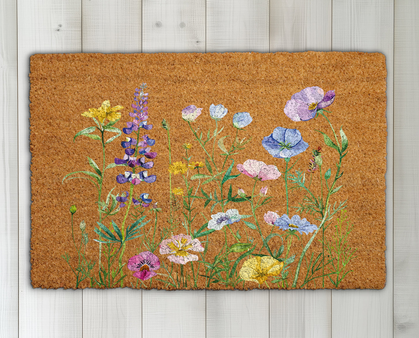 Wildflower Entryway Coir Mat: Charming Floral Welcome for Garden Lovers