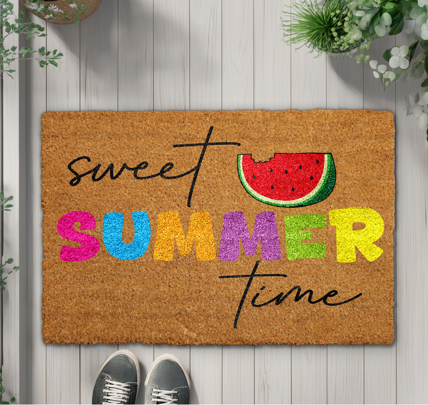 Cheerful Summer Vibes: Colorful, Funny Watermelon Doormat, Sweet Welcome!