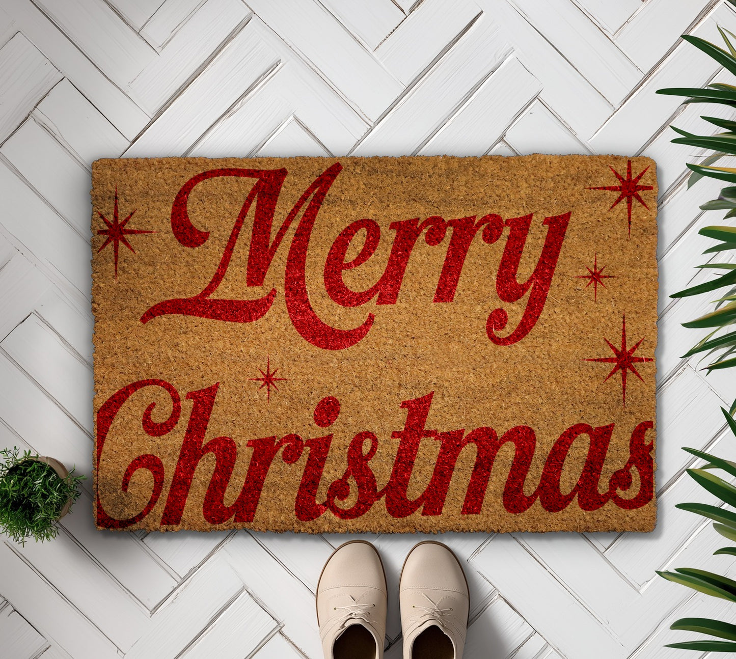 Festive Red Lettering Doormat, Perfect for Holiday Season Home Decor