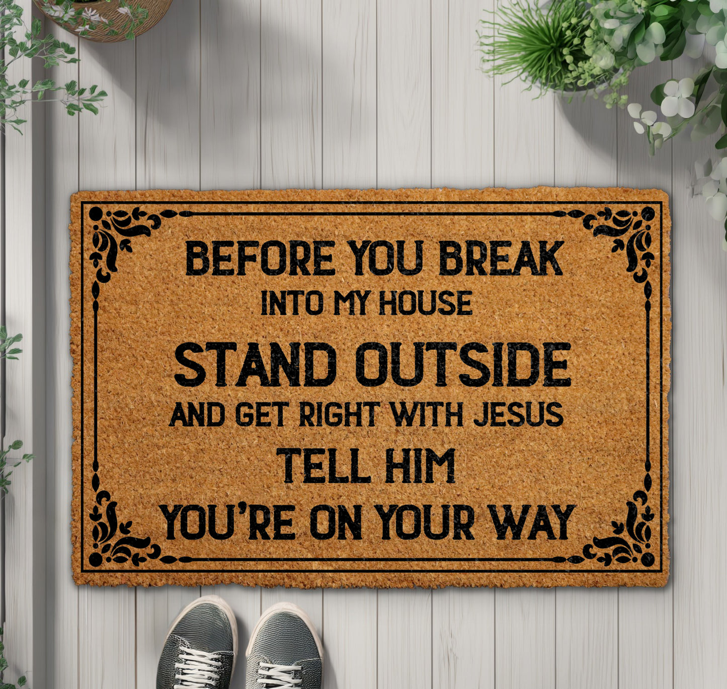 Get Right With Jesus Doormat: Humorous Religious Welcome Mat