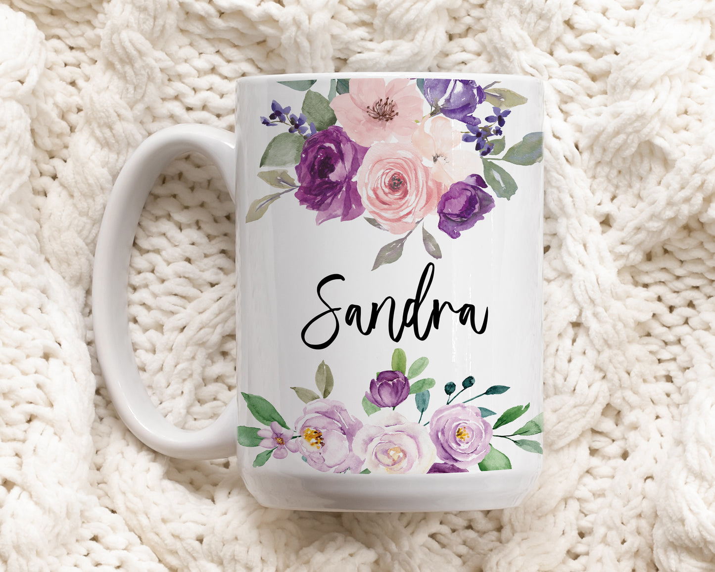 Elegant Custom Rose Mug, Personalized Floral Cup for Women, Coffee Lovers