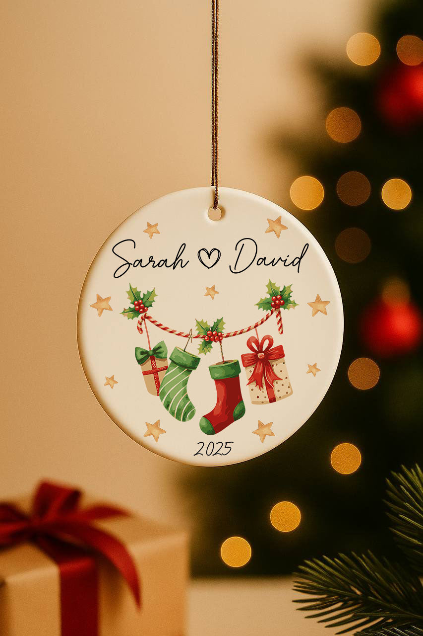 Personalized Couple Xmas Ornament, First Christmas Together Keepsake