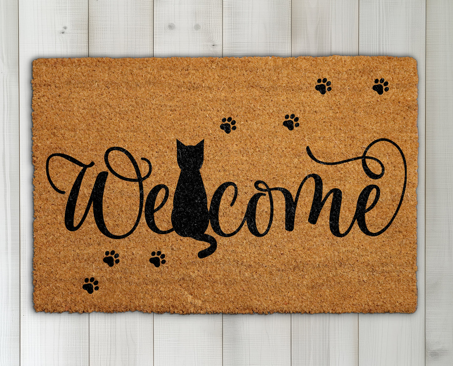 Welcome feline friends with paw print doormat, a unique gift!