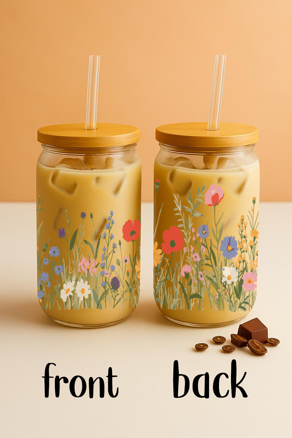 Boho Aesthetic, Wildflower Tumbler, Colorful Iced Coffee Cup, Eco-Friendly Gift