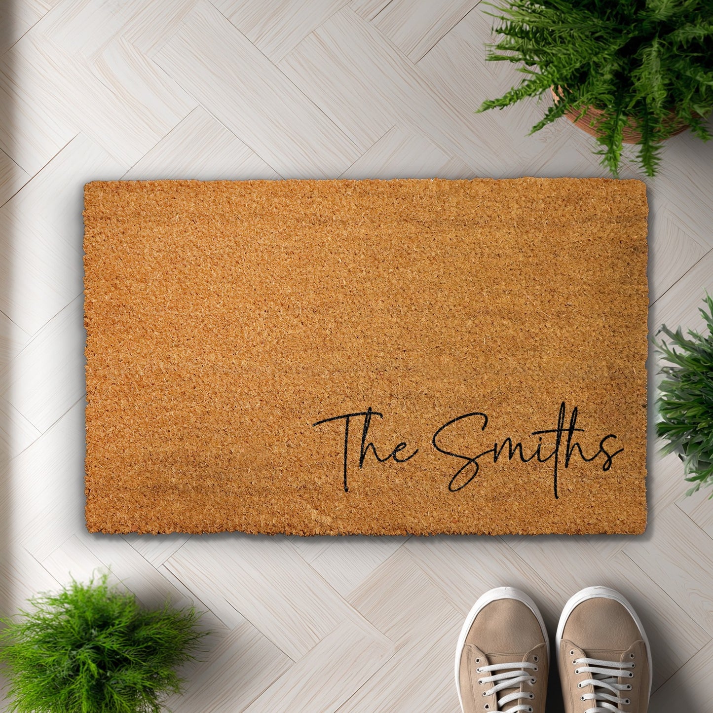 Elegant Custom Last Name Doormat, Minimalist Personalized Welcome Mat