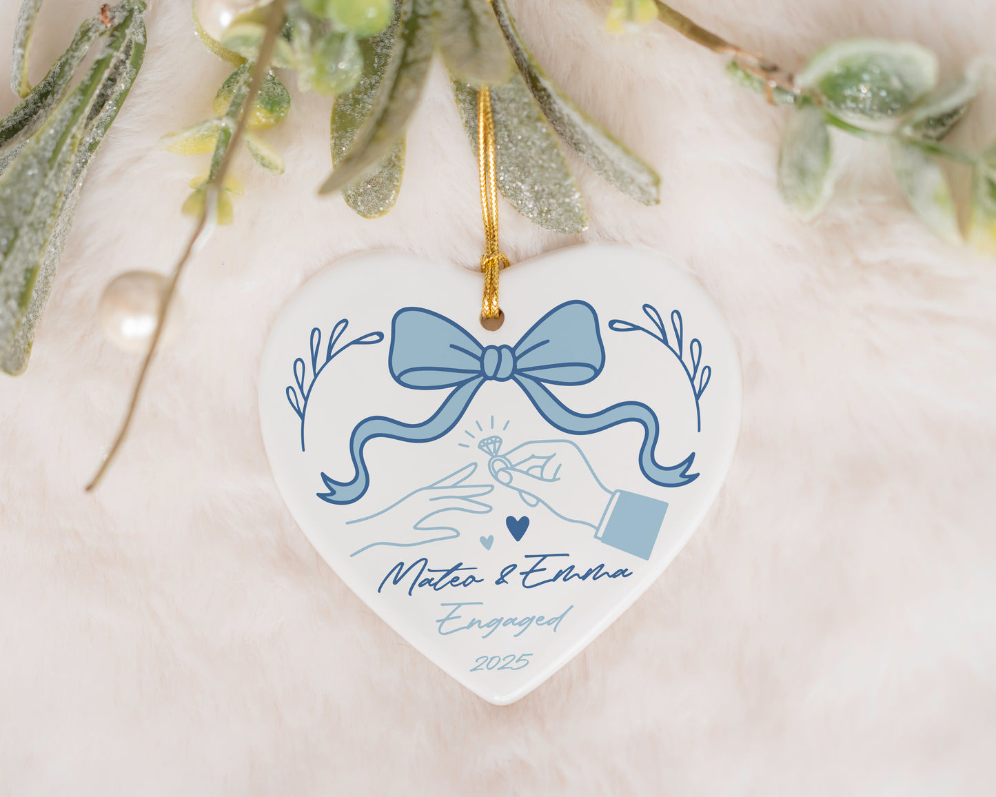 I Do" Hands, Coquette Bow Engaged Ceremony Keepsake, Mr & Mrs Ornament
