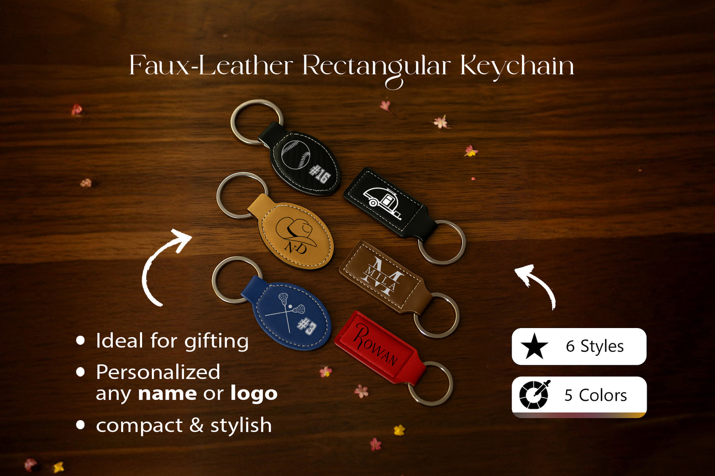 Rustic Dad Key Chain, Personalized Wild Animal Leather Keychain