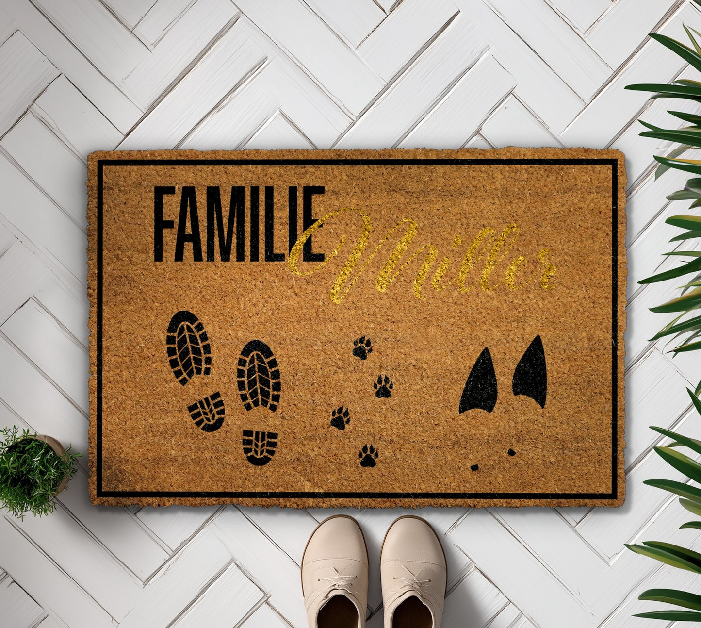 Personalized Family Footprint Doormat, Ideal Housewarming Gift for Dog Lovers
