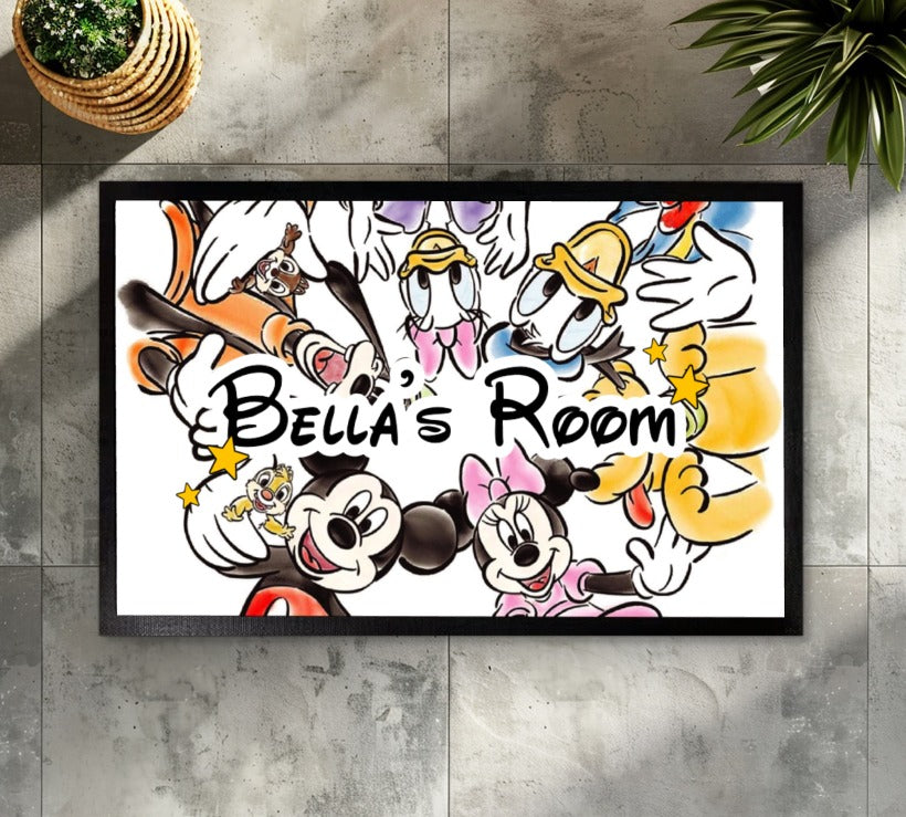 Magical Mickey & Friends Doormat - Personalize Your Kids' Welcome.
