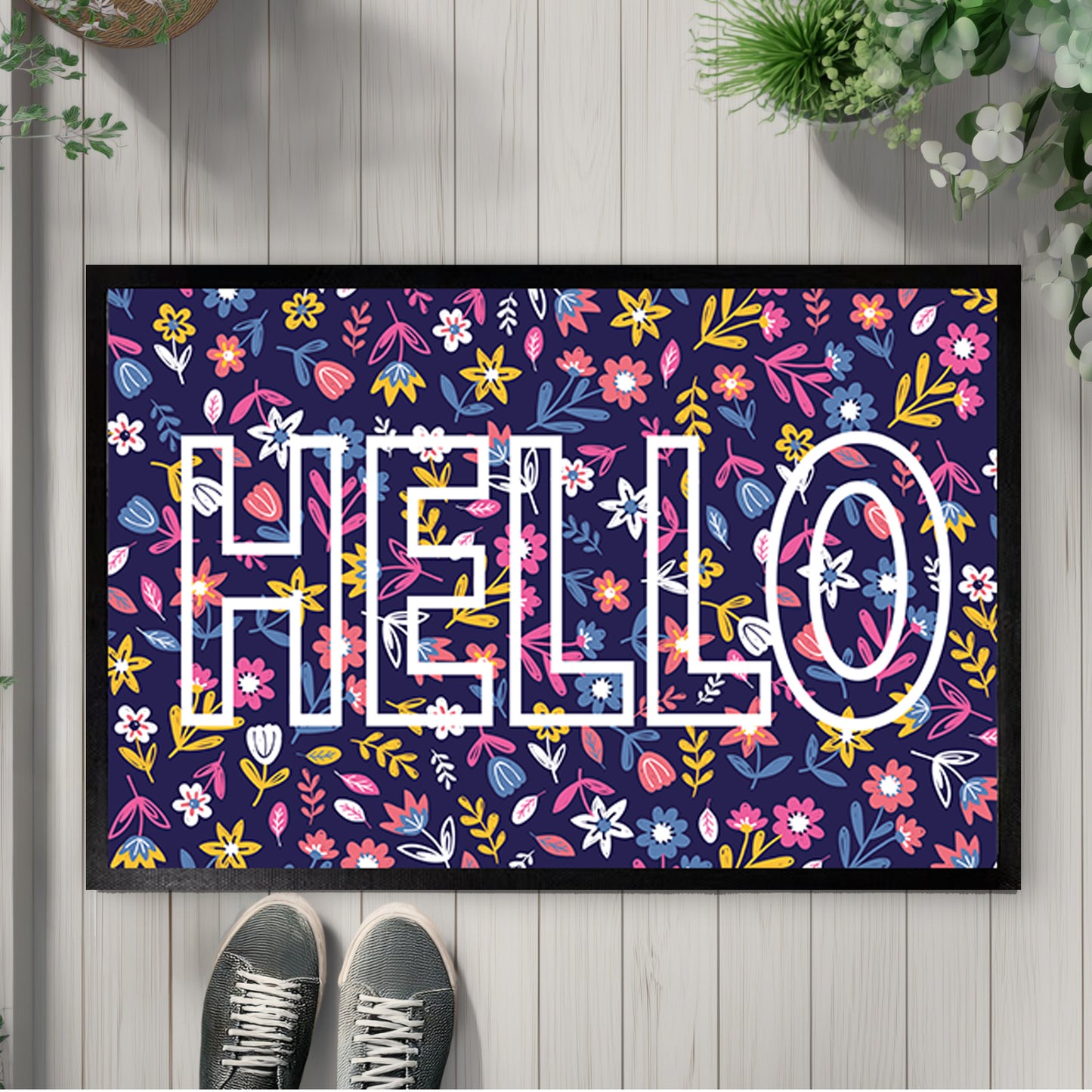 Vibrant Floral Doormat, Wildflower Welcome Mat, Housewarming Gift!
