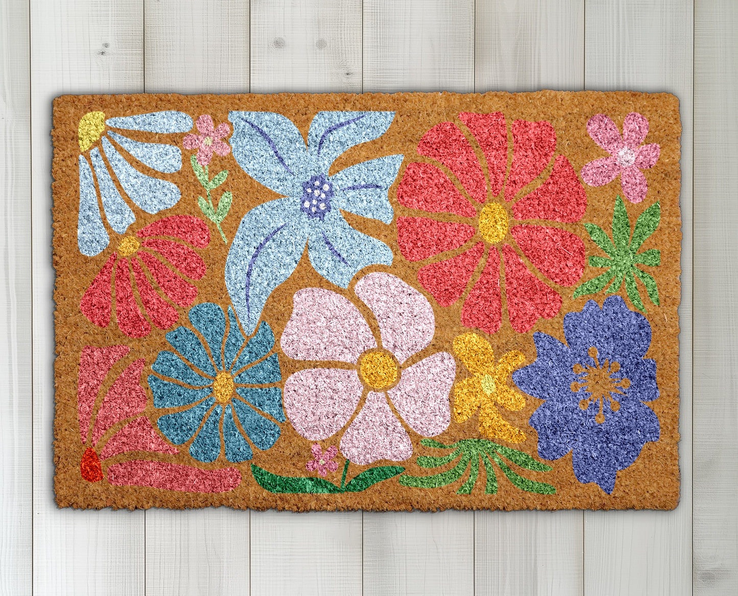 Vintage Floral Welcome Mat - Bohemian Front Porch Decor