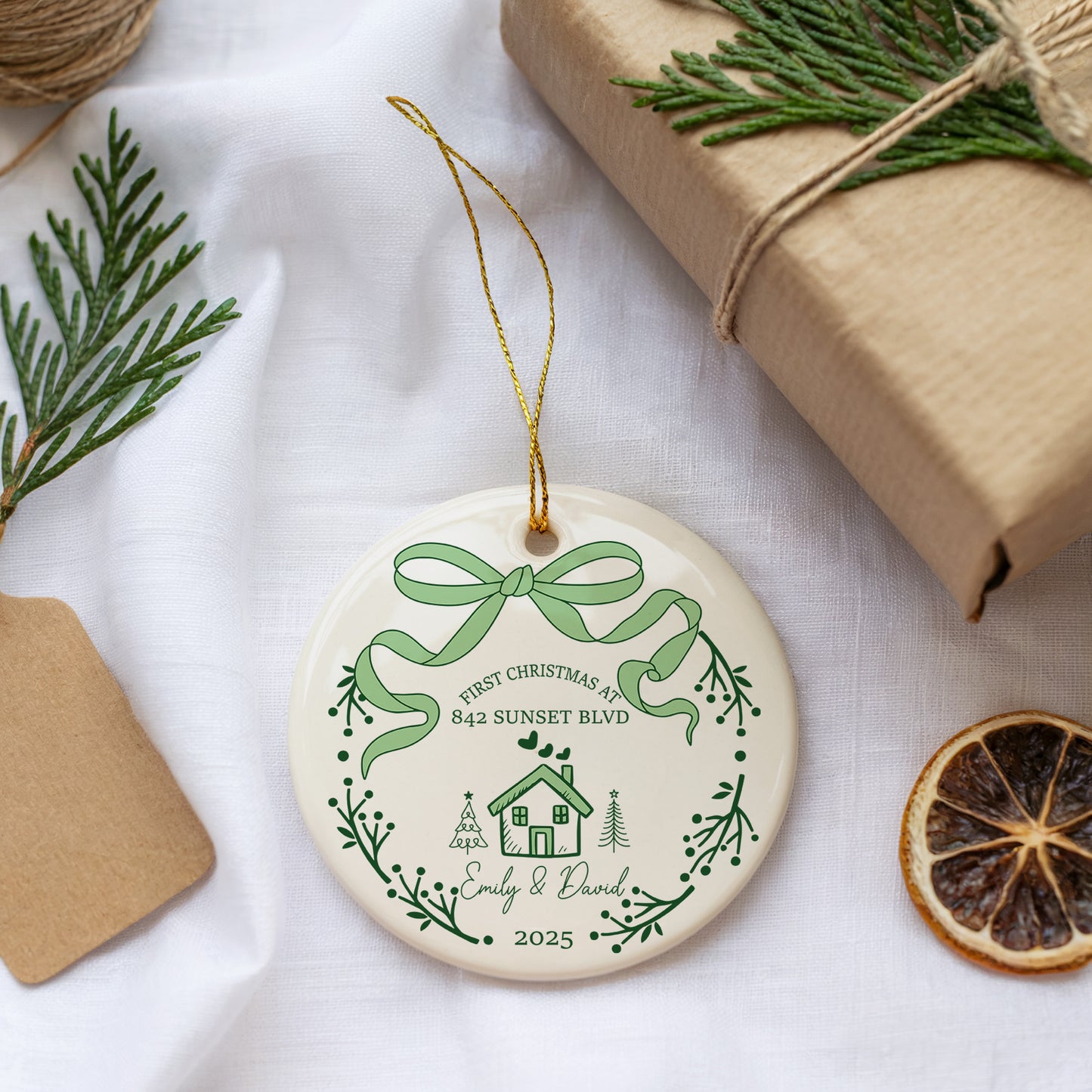 Personalized New Home Holiday Ornament, Charming Housewarming Keepsake Gift