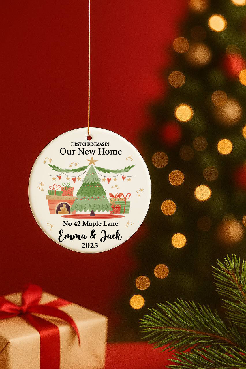 First Christmas in Our New Home Ornament, Newlywed Gift, Ceramic Ornament