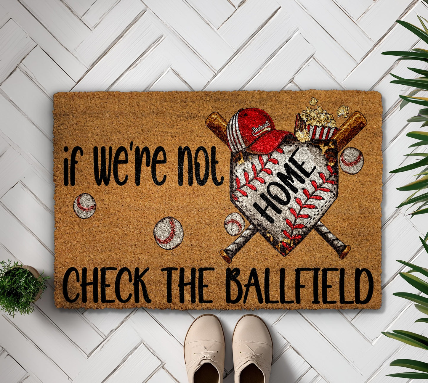 Home or Ballfield? Baseball Lover's Funny Welcome Mat.