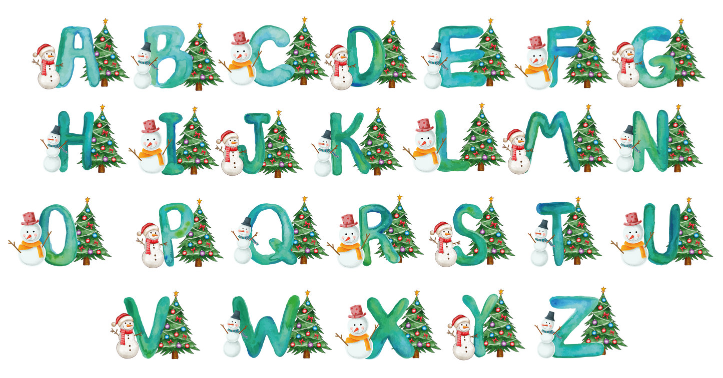 Custom Initial Snowmen Ornament: Family Christmas Tree Decoration, Festive Gift