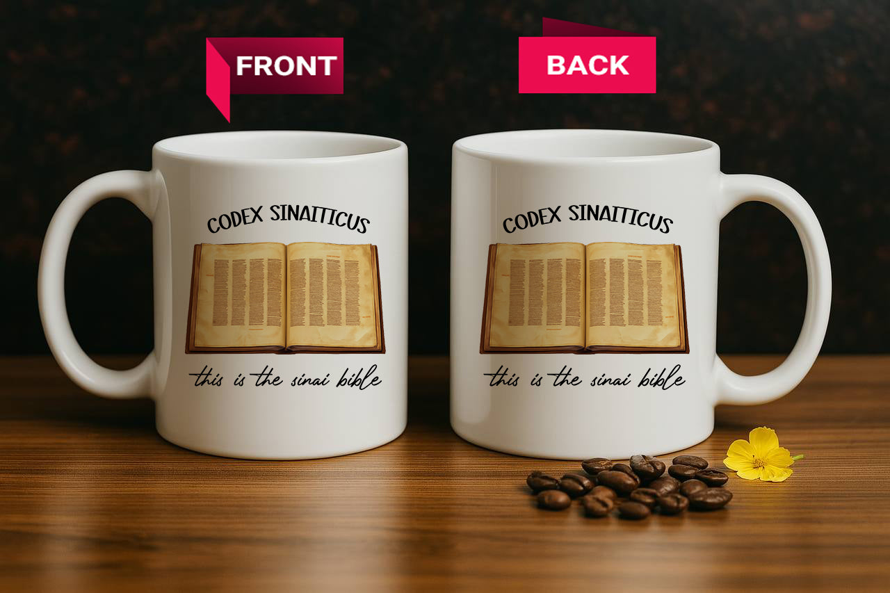 Explore the Codex Sinaiticus Ceramic Mug, A Historical Christian Gift