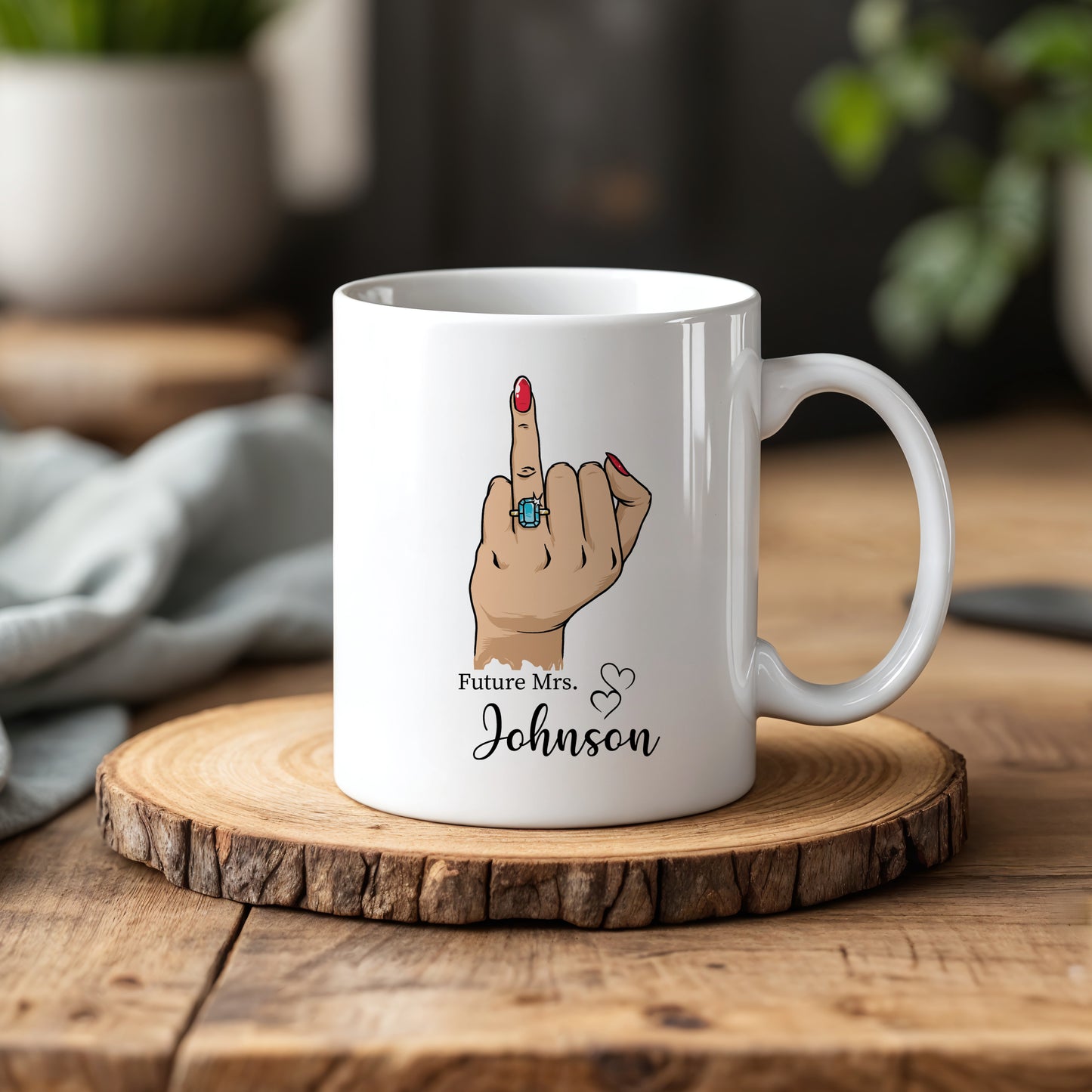 Customize Future Mrs. Wedding Mug, Cute Bride-to-Be Cup Gift