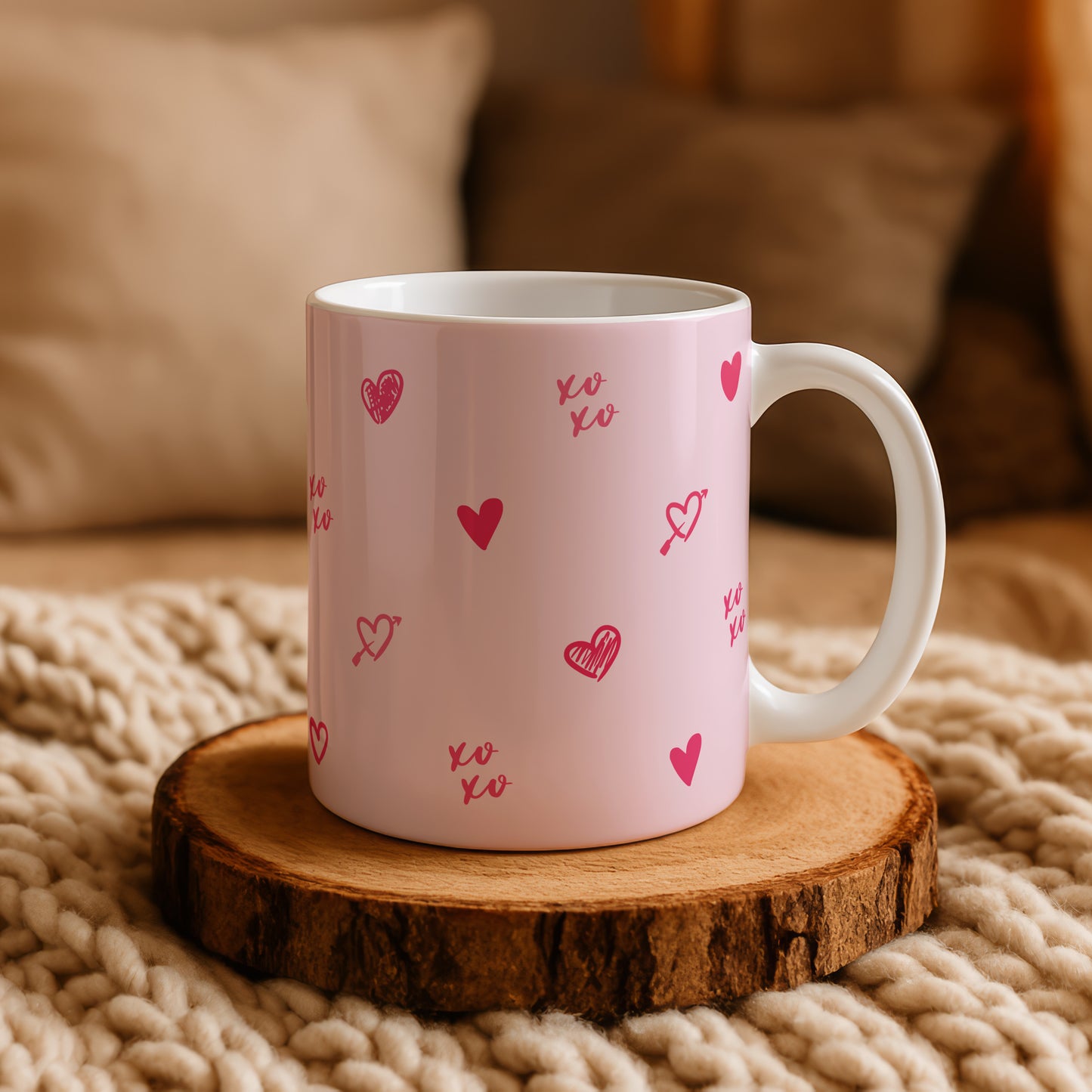 Pink Xoxo Ceramic Mug, Perfect Valentine's Day Gift for Coffee Lovers