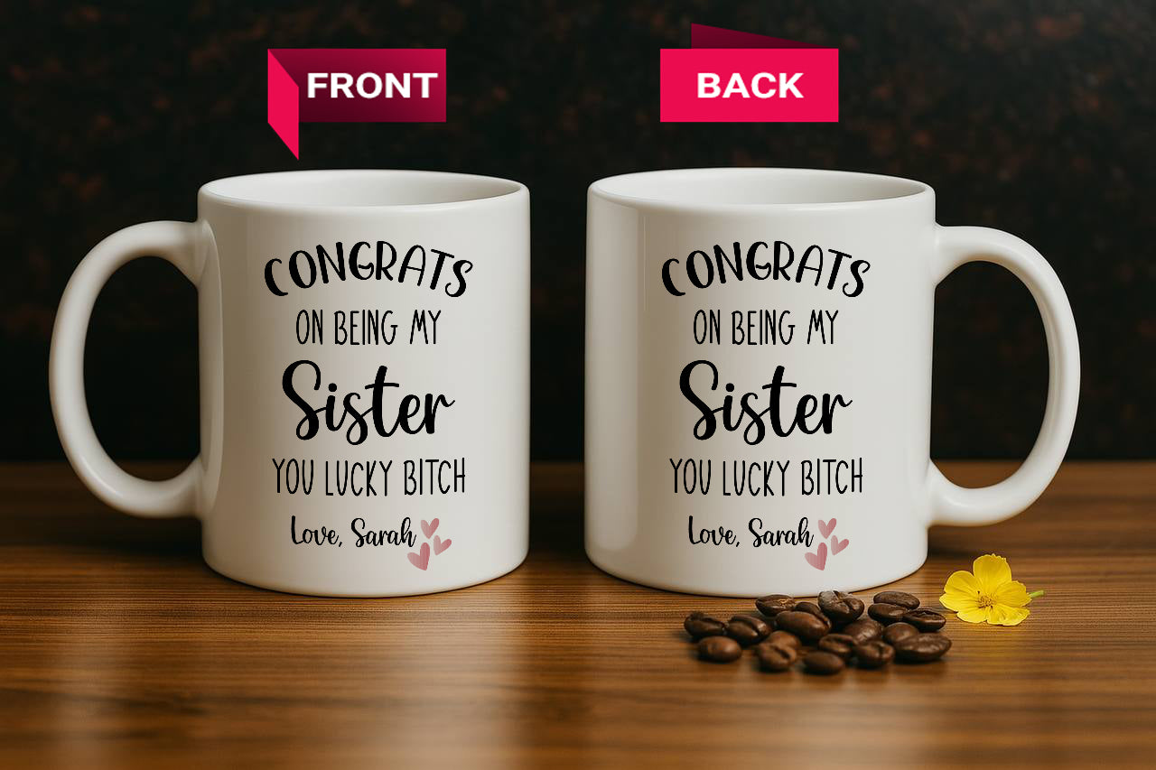 Personalized Funny Sister Mug, Siblings Ceramic Cup, Family Drinkware Gift