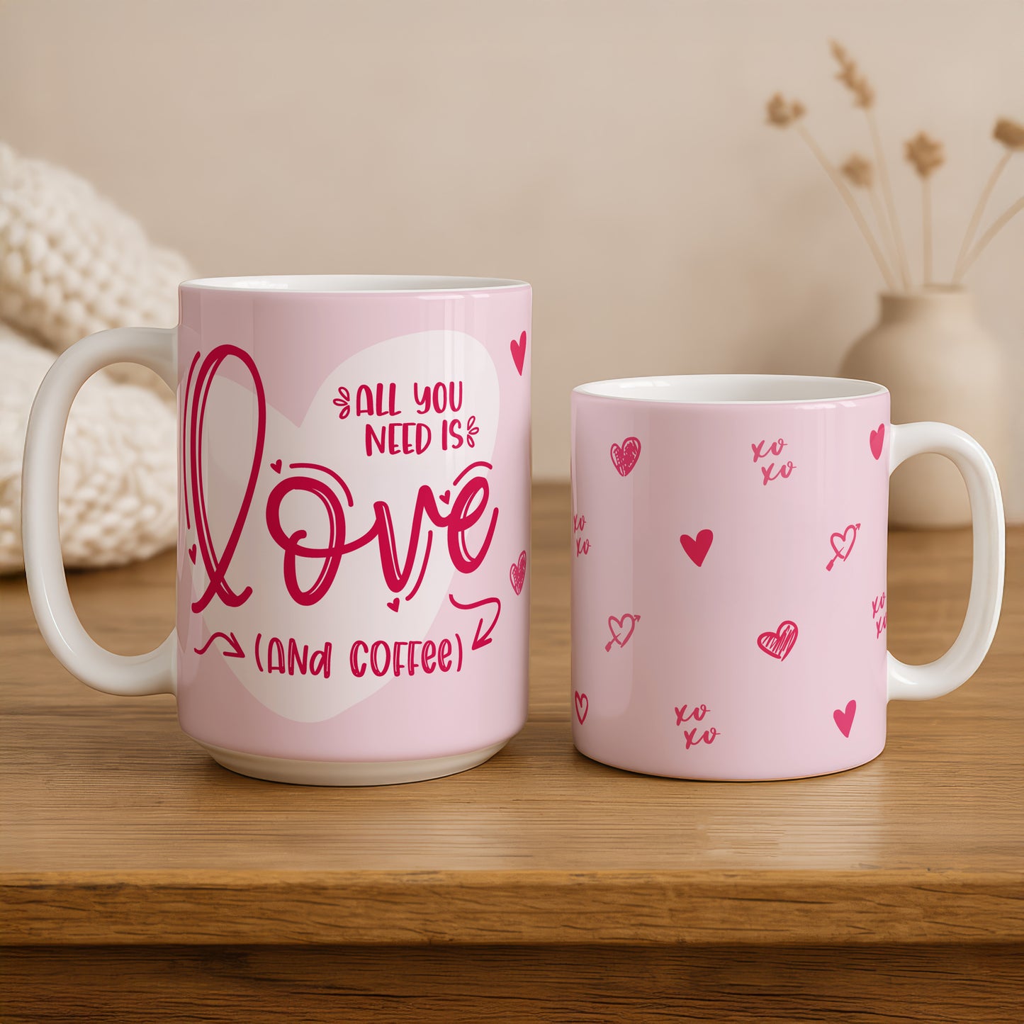 Pink Xoxo Ceramic Mug, Perfect Valentine's Day Gift for Coffee Lovers