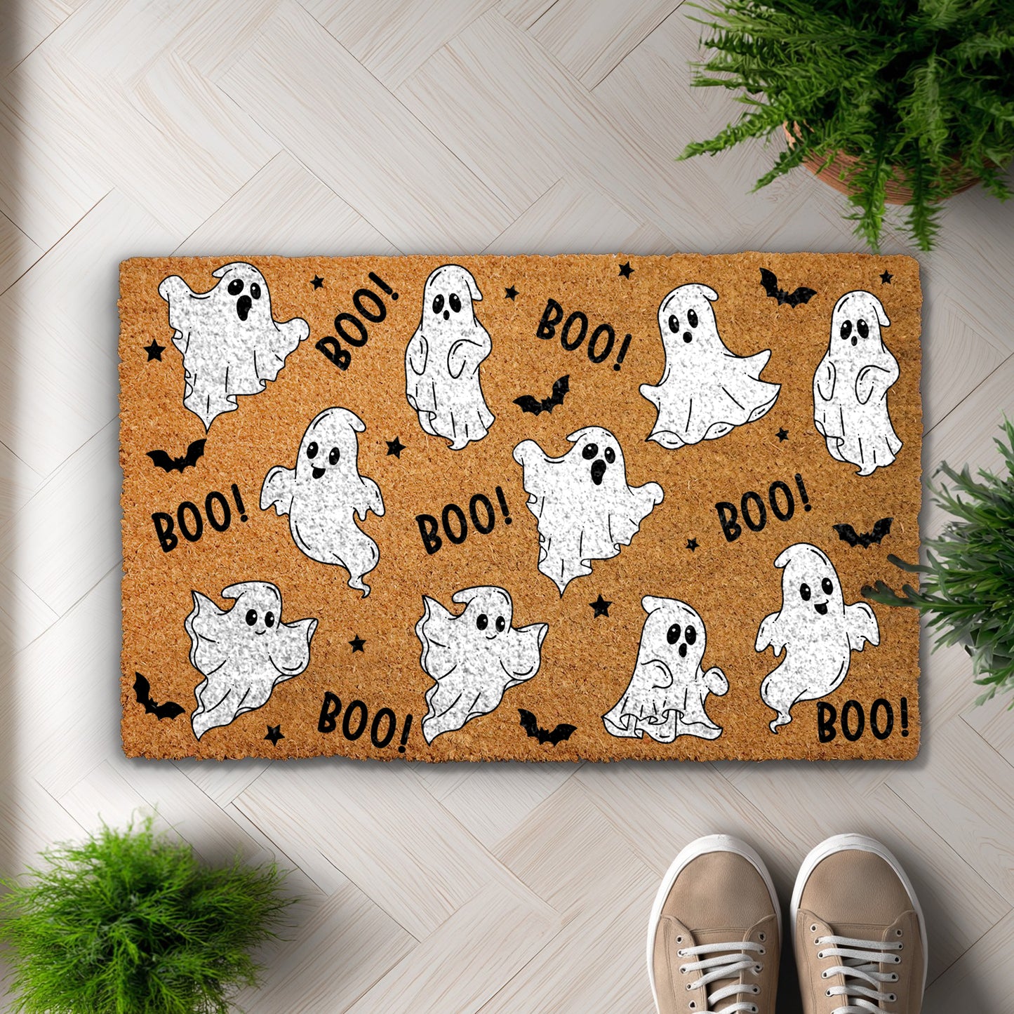 Spooky Boo Welcome Mat, Halloween Ghost Doormat, Funny Housewarming Gift