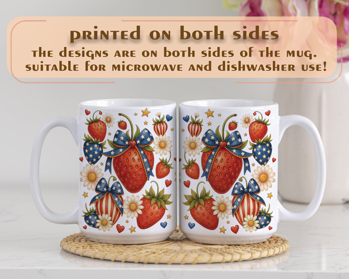 Celebrate Fourth of July with Red White Blue Strawberry Mug