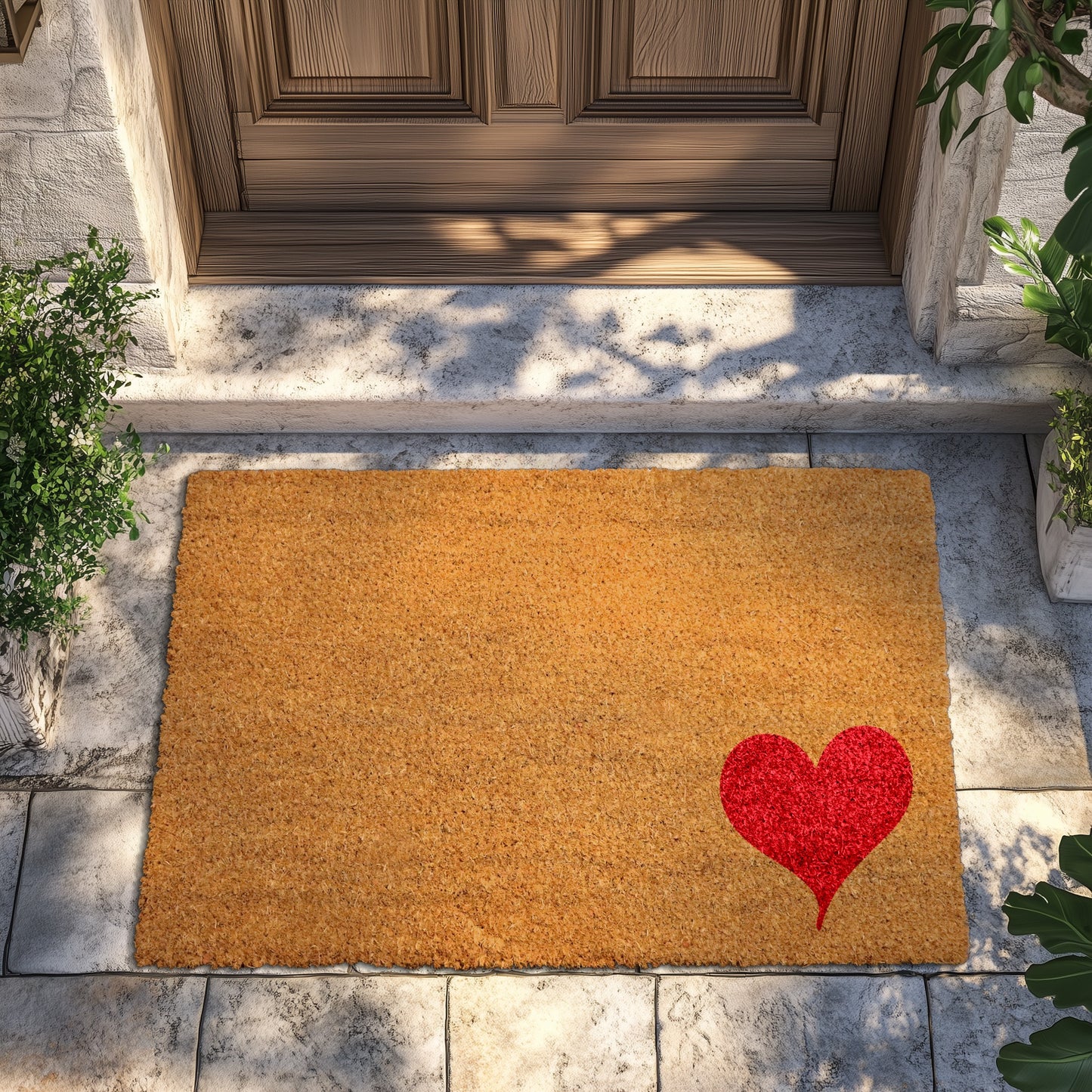Charming Red Heart Doormat, Sweet Valentine's Day Home Welcome