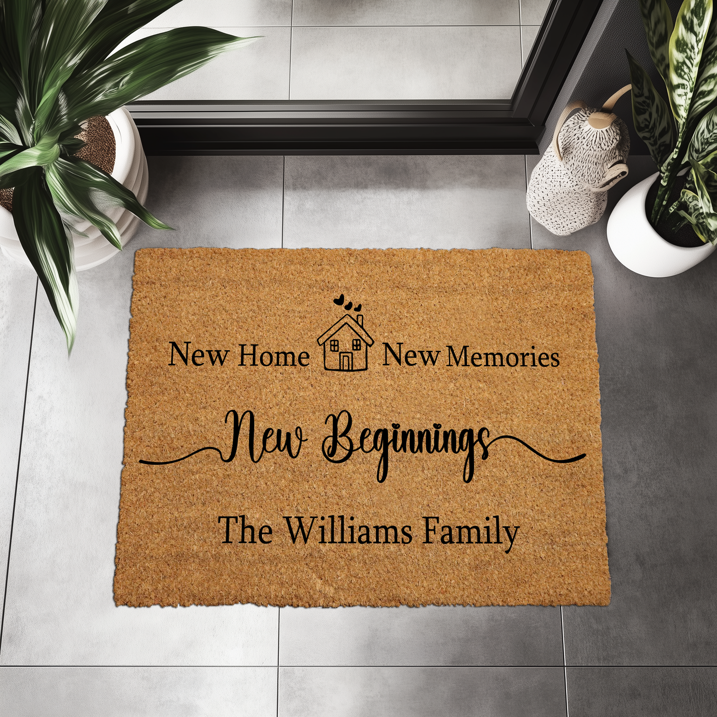 Personalized "Home Sweet Home" Coir Doormat, Custom Family Name Welcome Mat