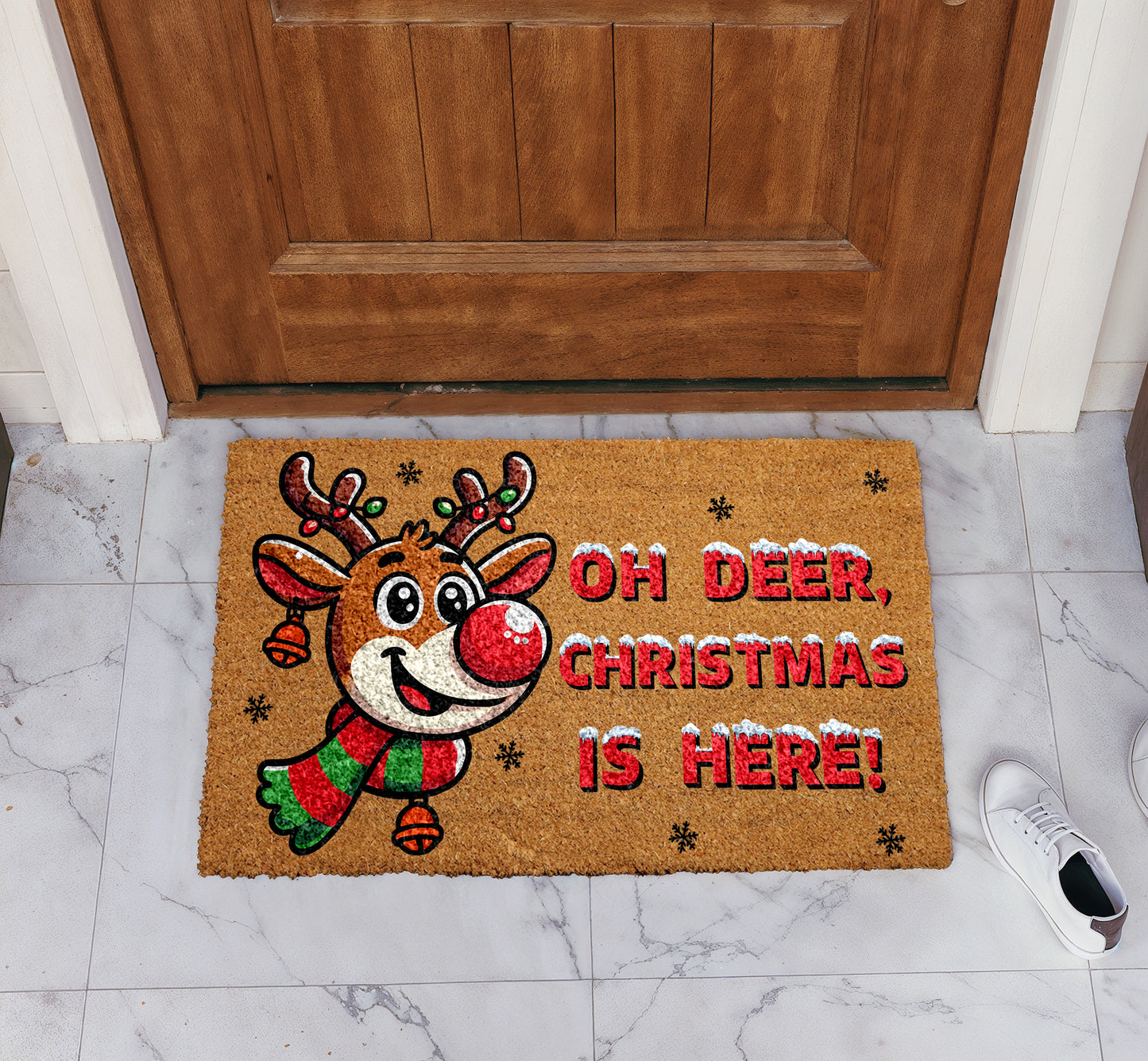 Oh Deer, Holiday Cheer! Festive Reindeer Doormat for Christmas Coziness