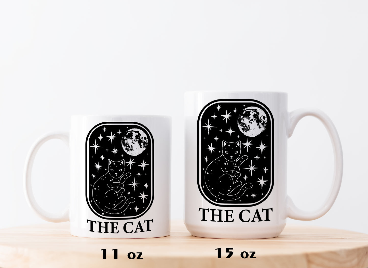 Black Cat Moon Stars Coffee Cup, Mystical Feline Mug Celestial