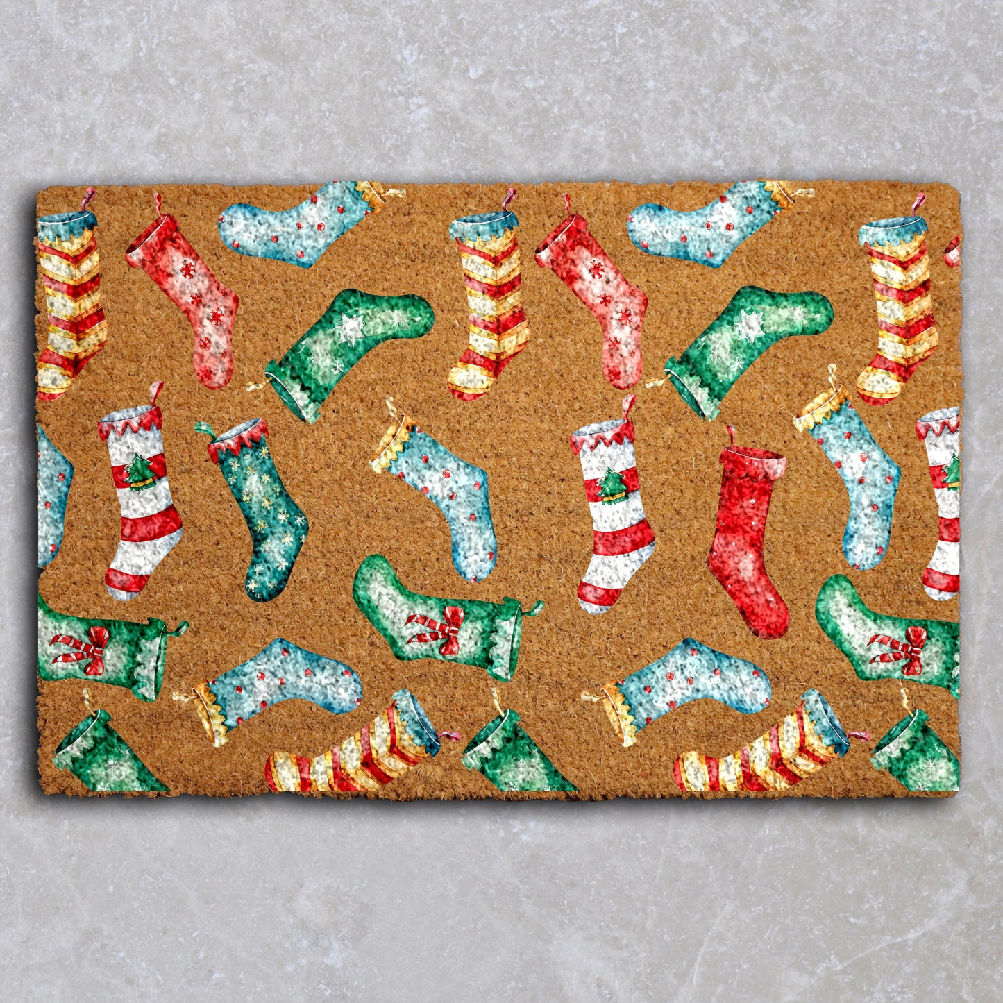 Cozy Christmas Welcome Mat, Festive Winter Housewarming Decor, Xmas Coir