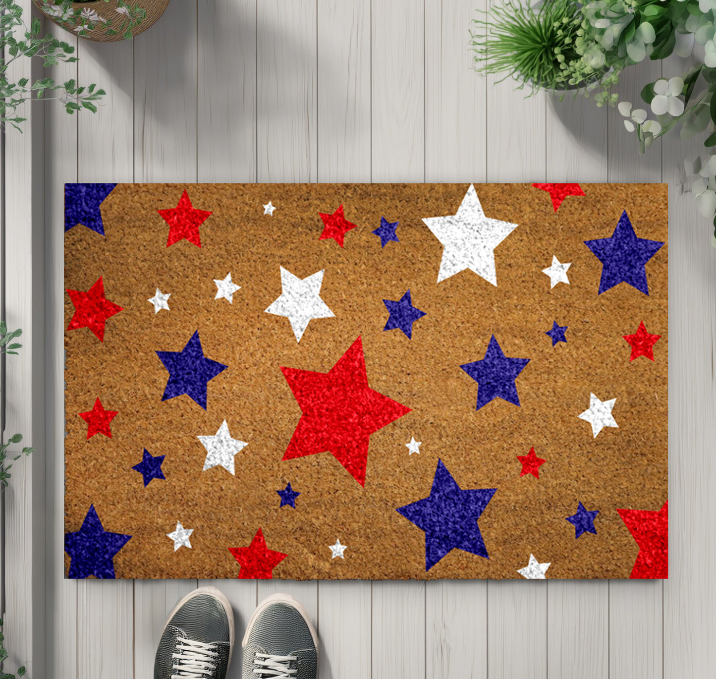 Red, White, and Blue Star Doormat: Celebrate Patriotic Spirit!