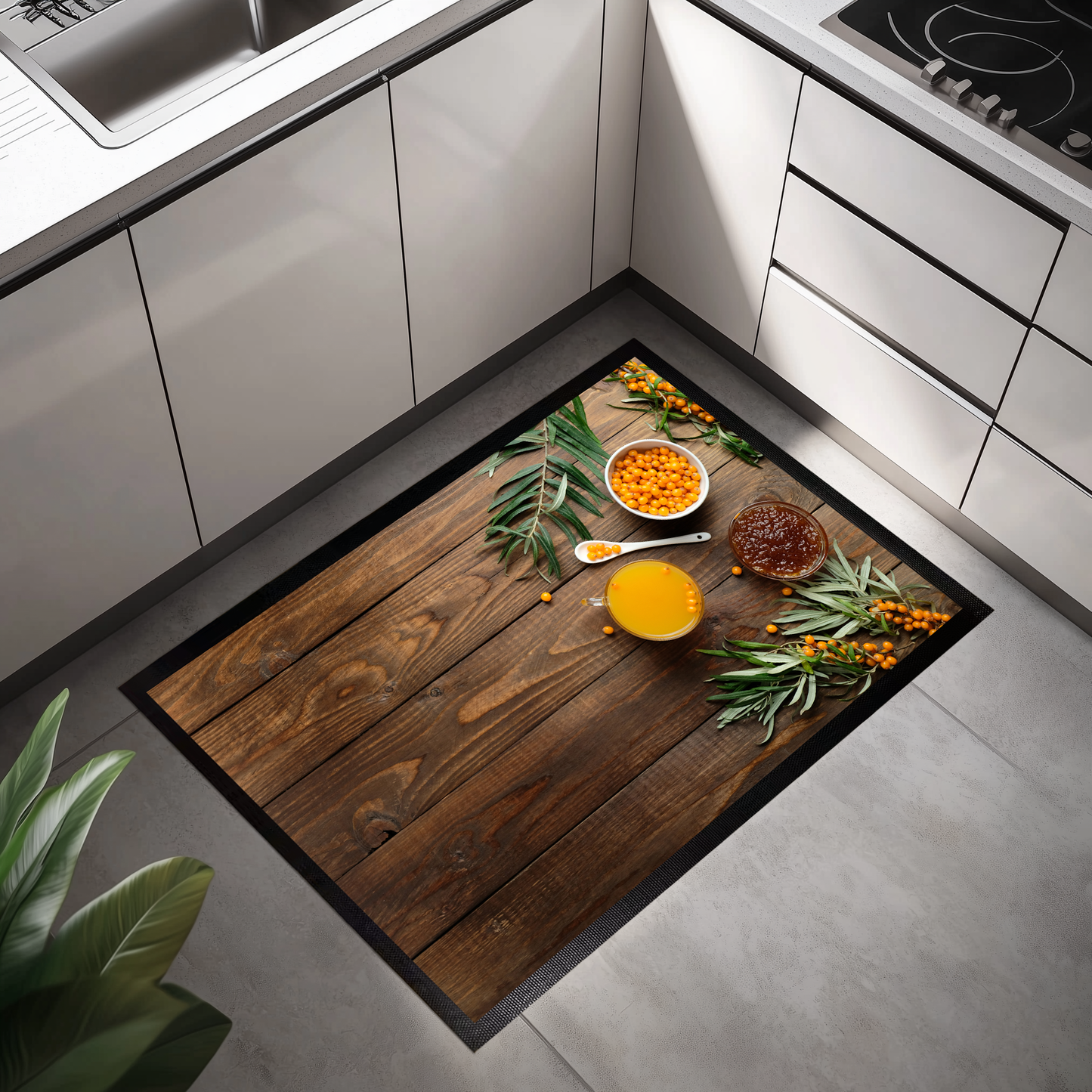 Spice up your kitchen with Chef's printed herb floor mat.