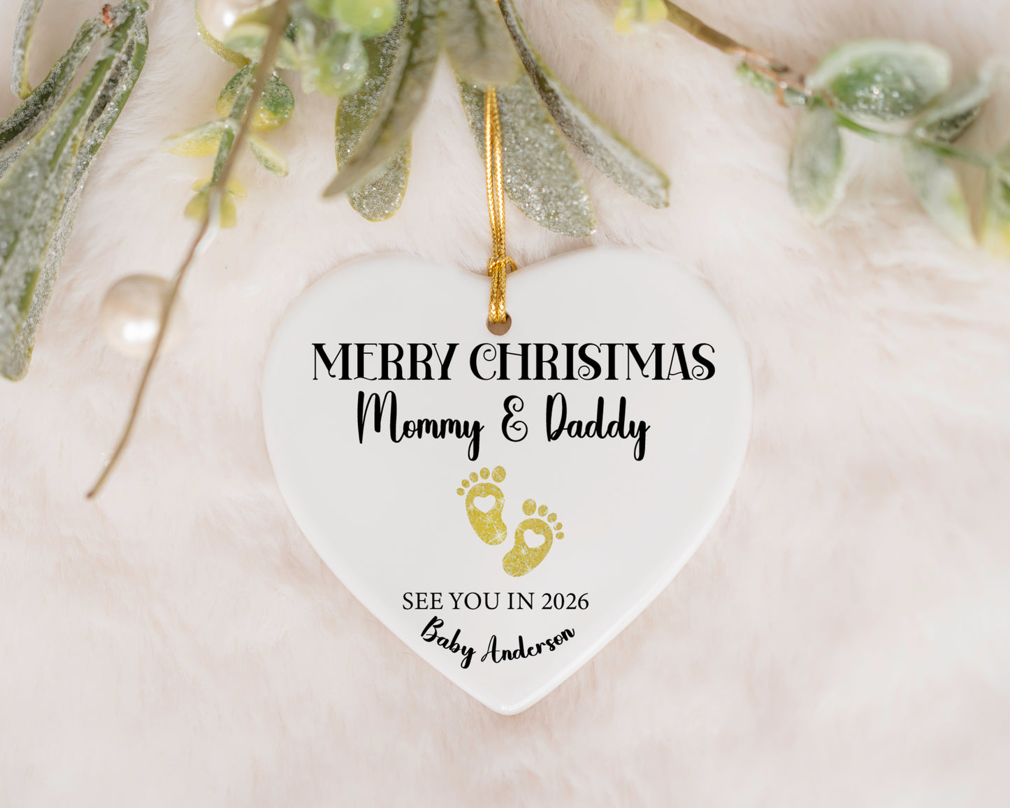 Personalized Expecting Parents Christmas Ornament, Merry Xmas Baby Keepsake